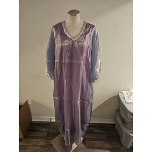 STYLEWE Iridescent Purple Blue Sequin V-Neck Kaftan Maxi Dress Womens Large NWT